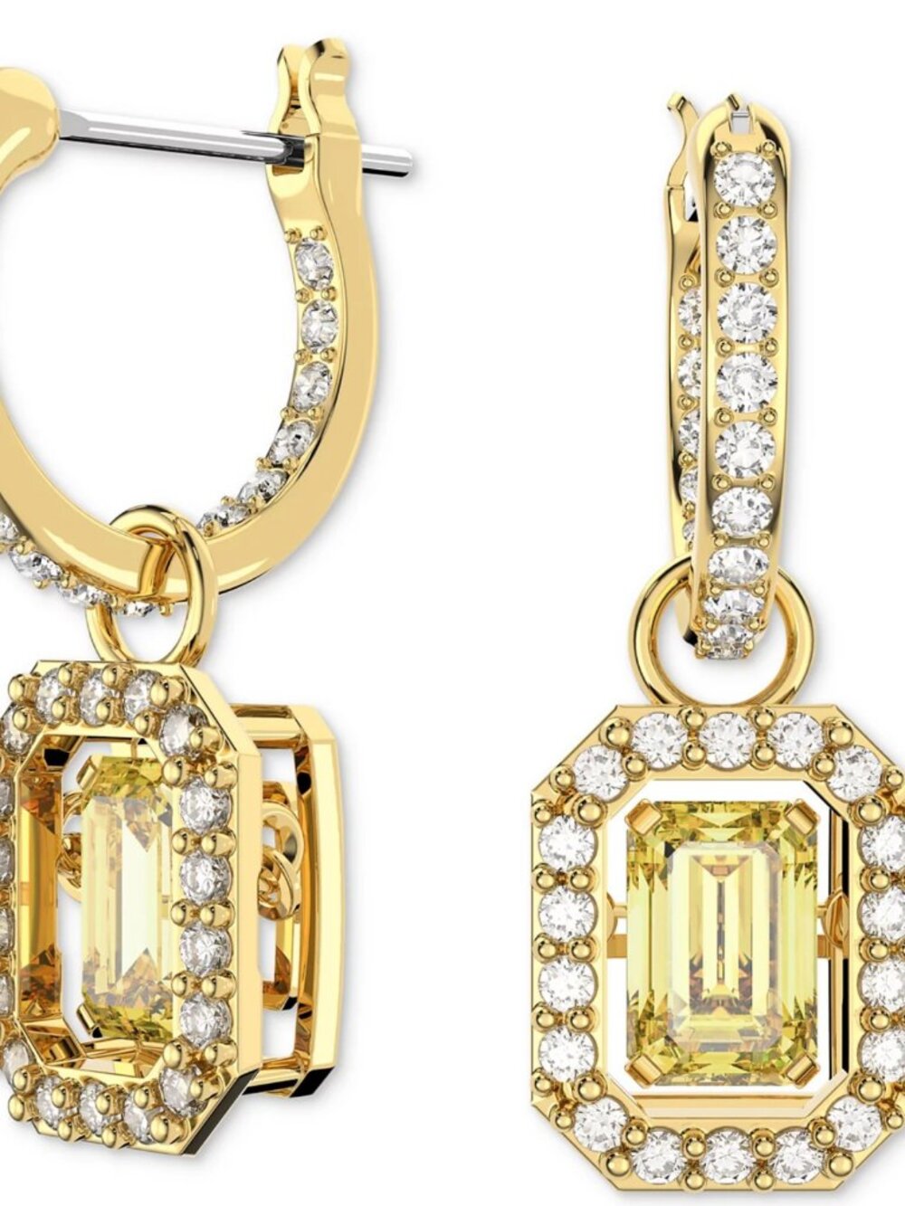 Swarovski Millenia Drop Earrings, Yellow and Clear Coloured Crystal in Gold Tone
